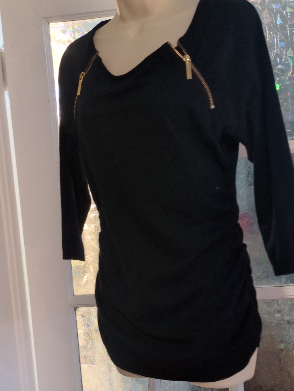 Michael Kors Black Top with Gold Zipper Hardware